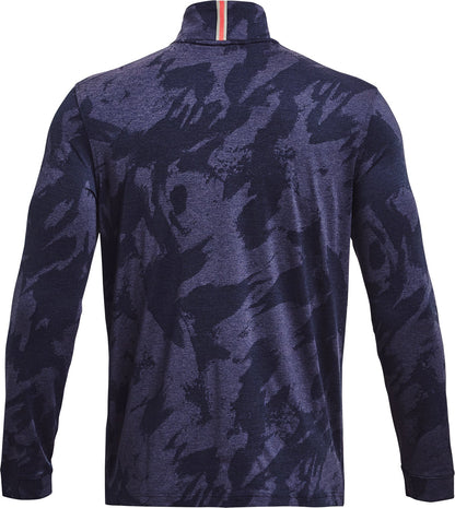 Under Armour Playoff Jacquard Half Zip Long Sleeve Mens Golf Top - Blue