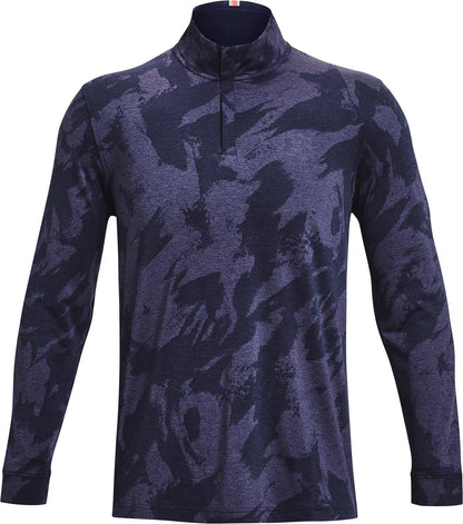 Under Armour Playoff Jacquard Half Zip Long Sleeve Mens Golf Top - Blue