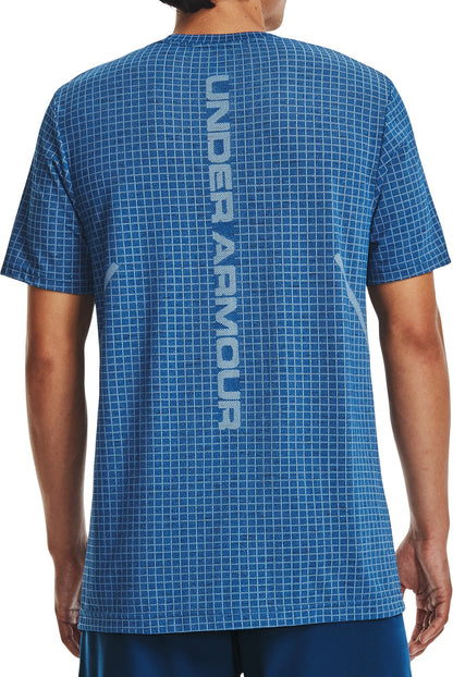 Under Armour Seamless Grid Short Sleeve Mens Training Top - Blue