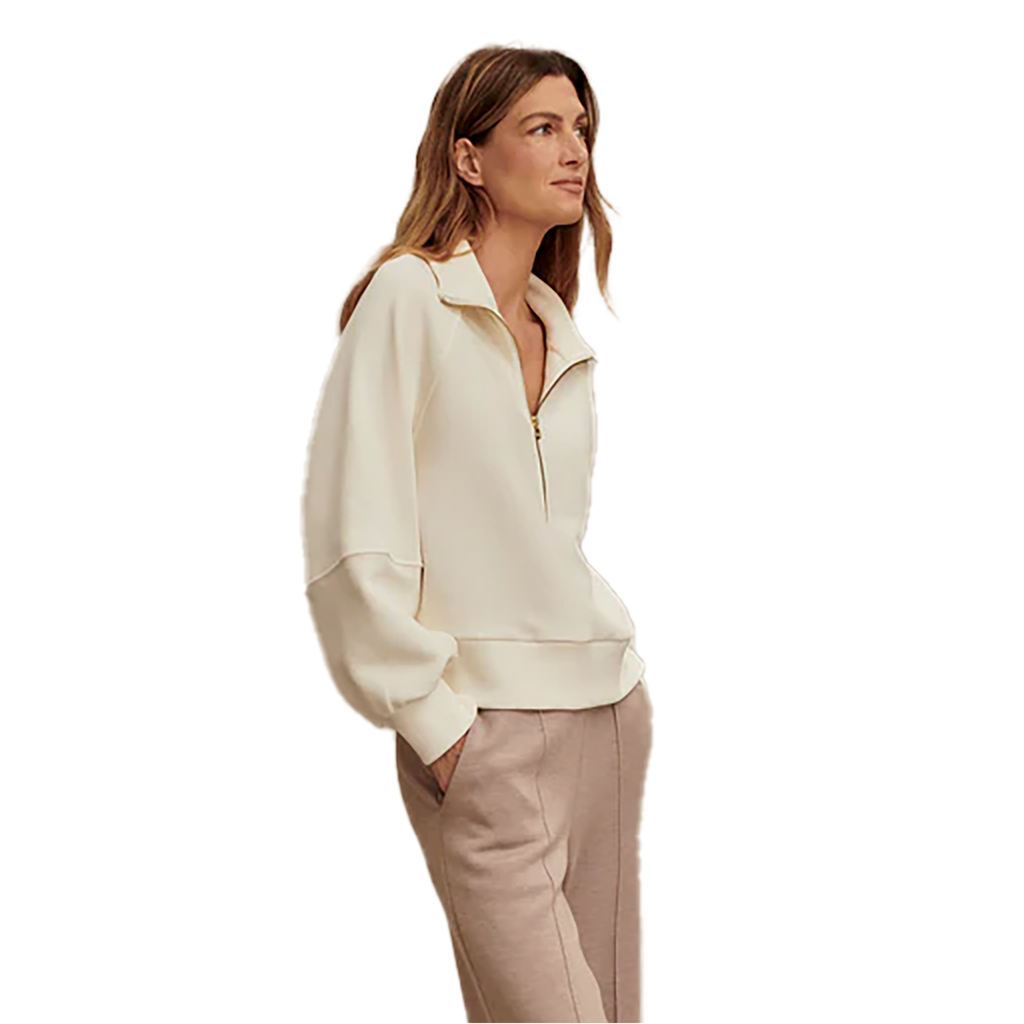 Varley Milano Half Zip Sweat — Ivory — Size XXSmall — Side View