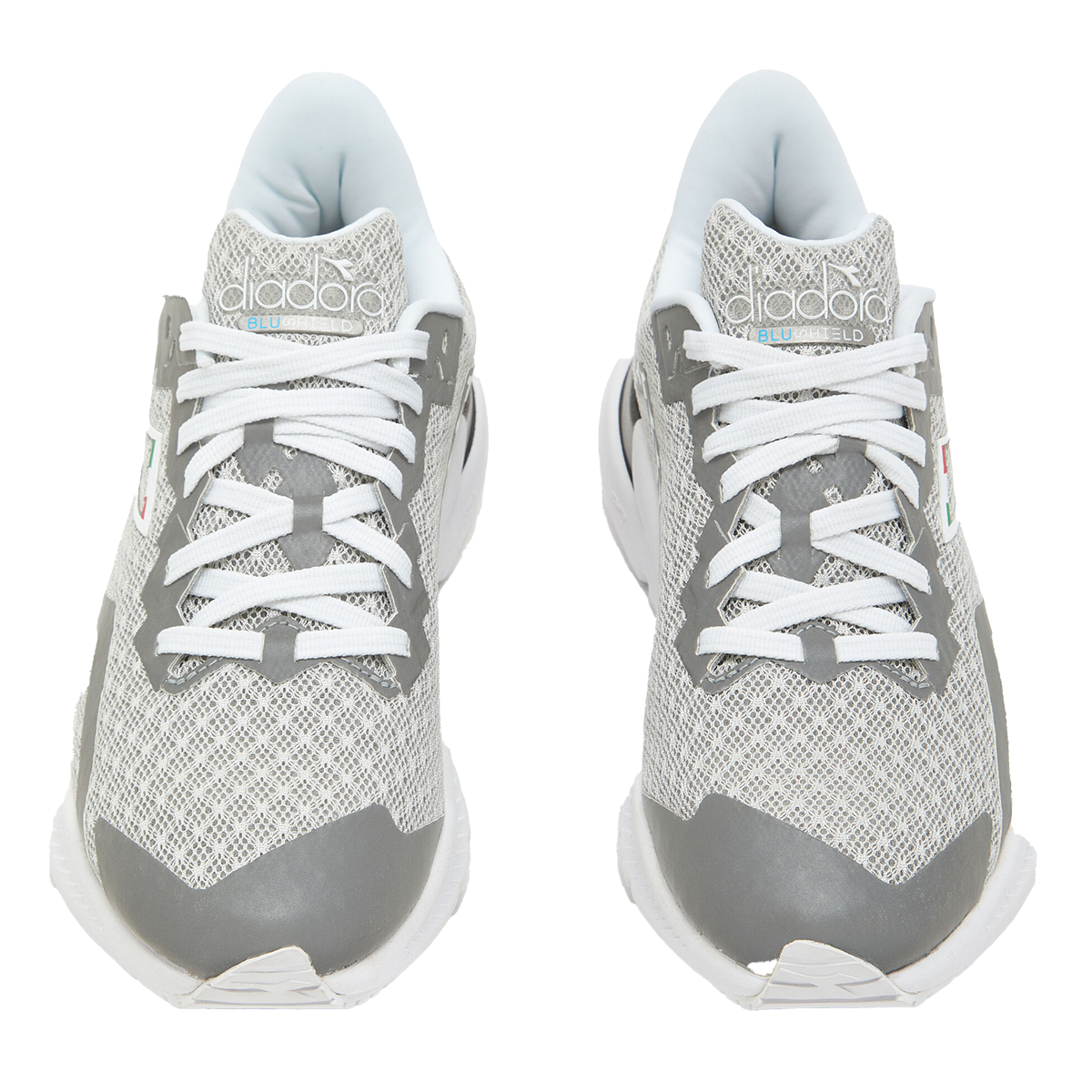 Diadora Mythos Blushield Volo 3 Glam — Silver - White — Size B — Width 10 — Detail View