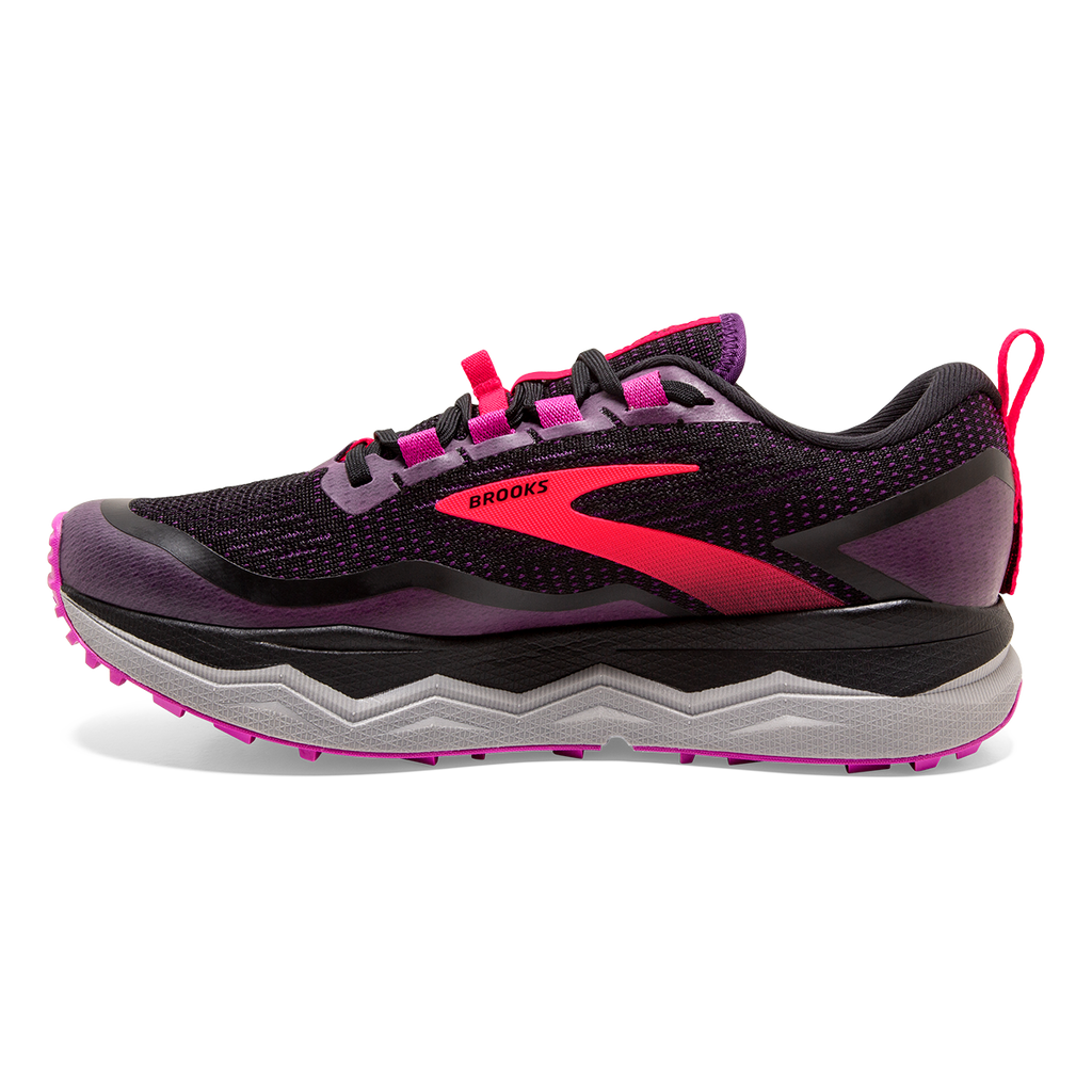 Brooks Caldera 5 — Black - Fuschia - Purple — Size B — Width 10.5 — Side View
