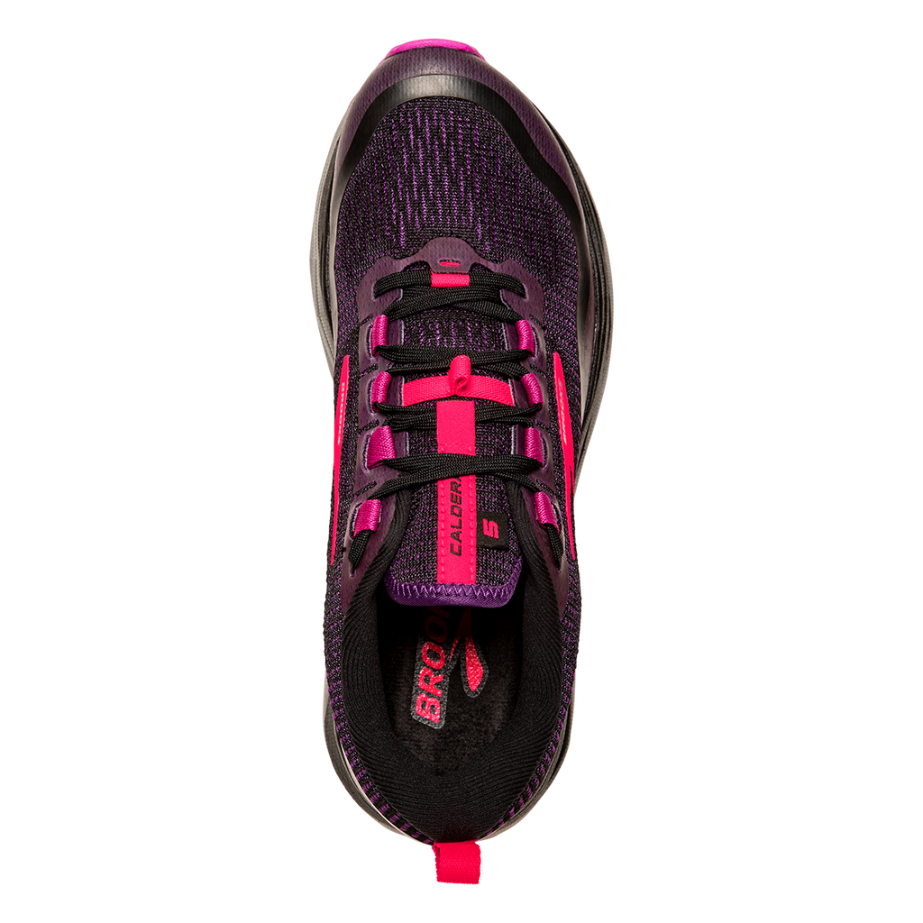 Brooks Caldera 5 — Black - Fuschia - Purple — Size B — Width 10.5 — Back View
