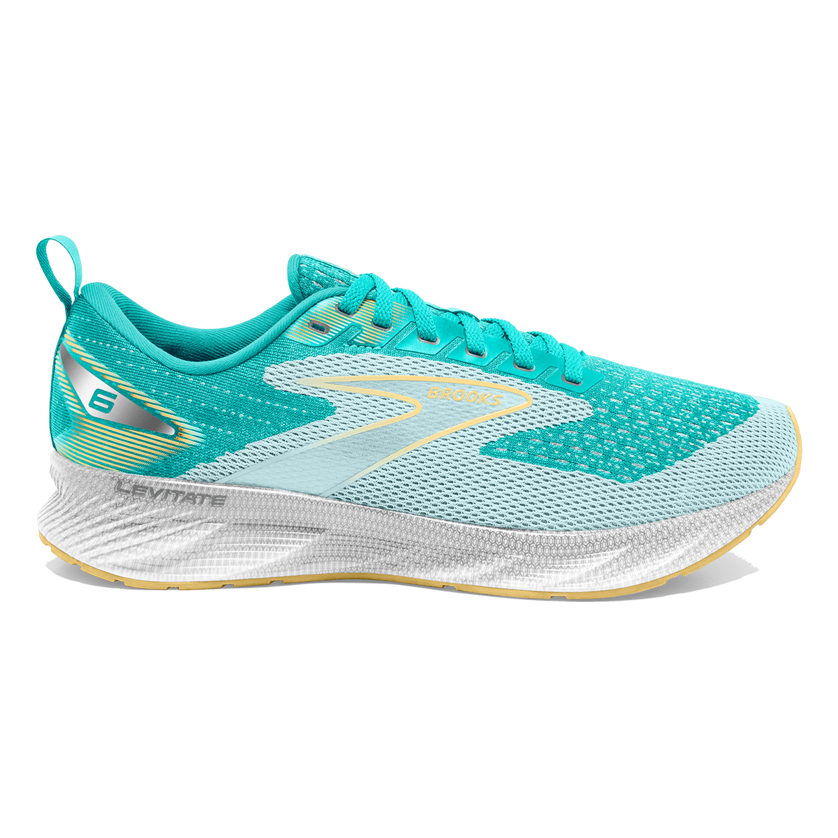 Brooks Levitate 6 — Black - Blackened Pearl - White — Size B — Width 7.5 — Front View