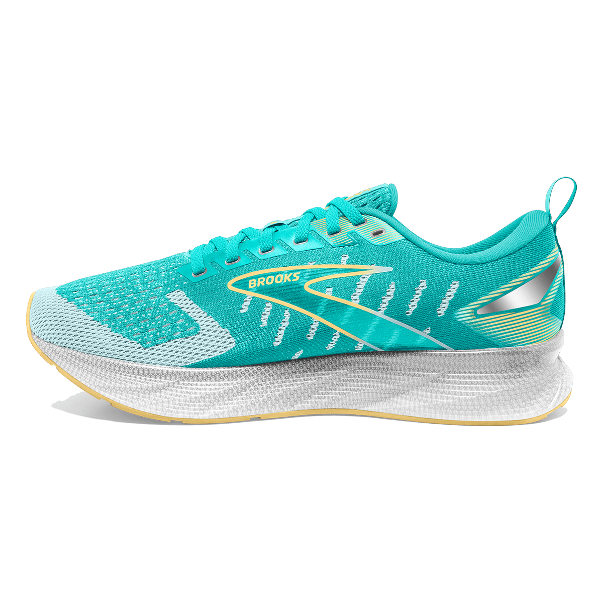 Brooks Levitate 6 — Black - Blackened Pearl - White — Size B — Width 7.5 — Side View