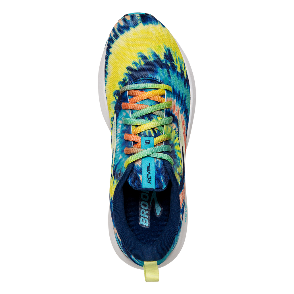 Brooks Revel 6 Tie Dye — Blue - Bachelor Button - White — Size B — Width 6 — Back View