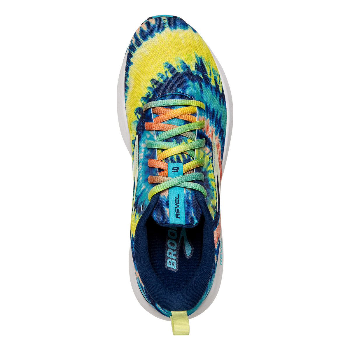 Brooks Revel 6 Tie Dye — Blue - Bachelor Button - White — Size B — Width 6 — Back View