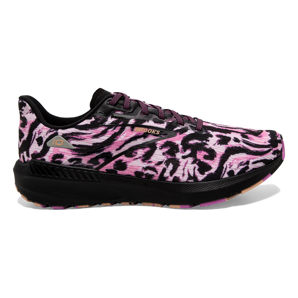 Brooks Launch GTS 10 Run Wild — Cotton Candy - Black - Festival — Size B — Width 6 — Front View