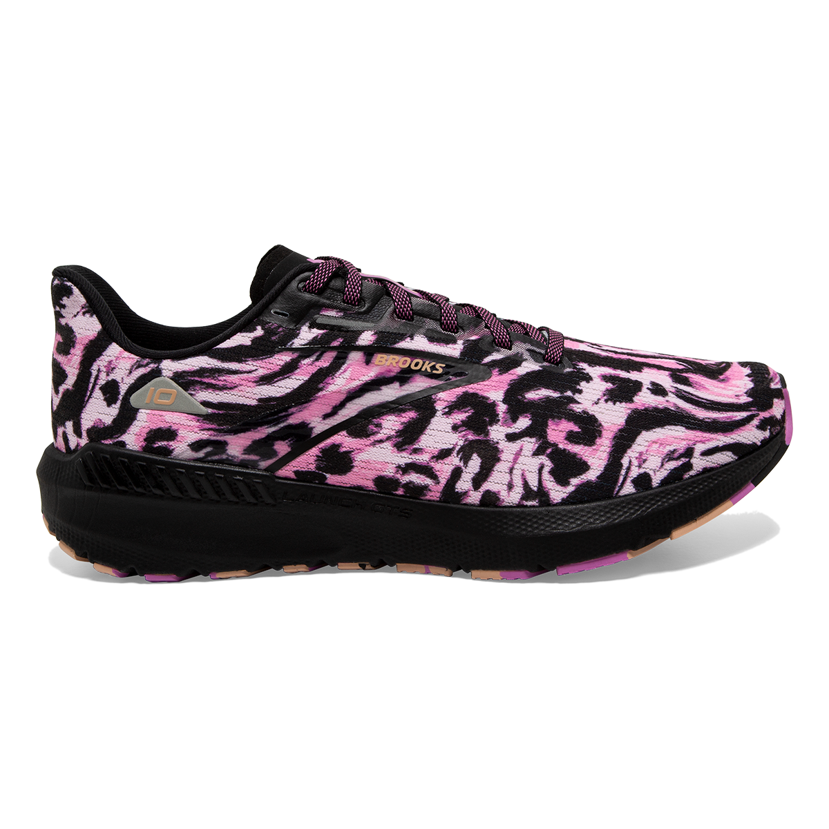 Brooks Launch GTS 10 Run Wild — Cotton Candy - Black - Festival — Size B — Width 6 — Front View