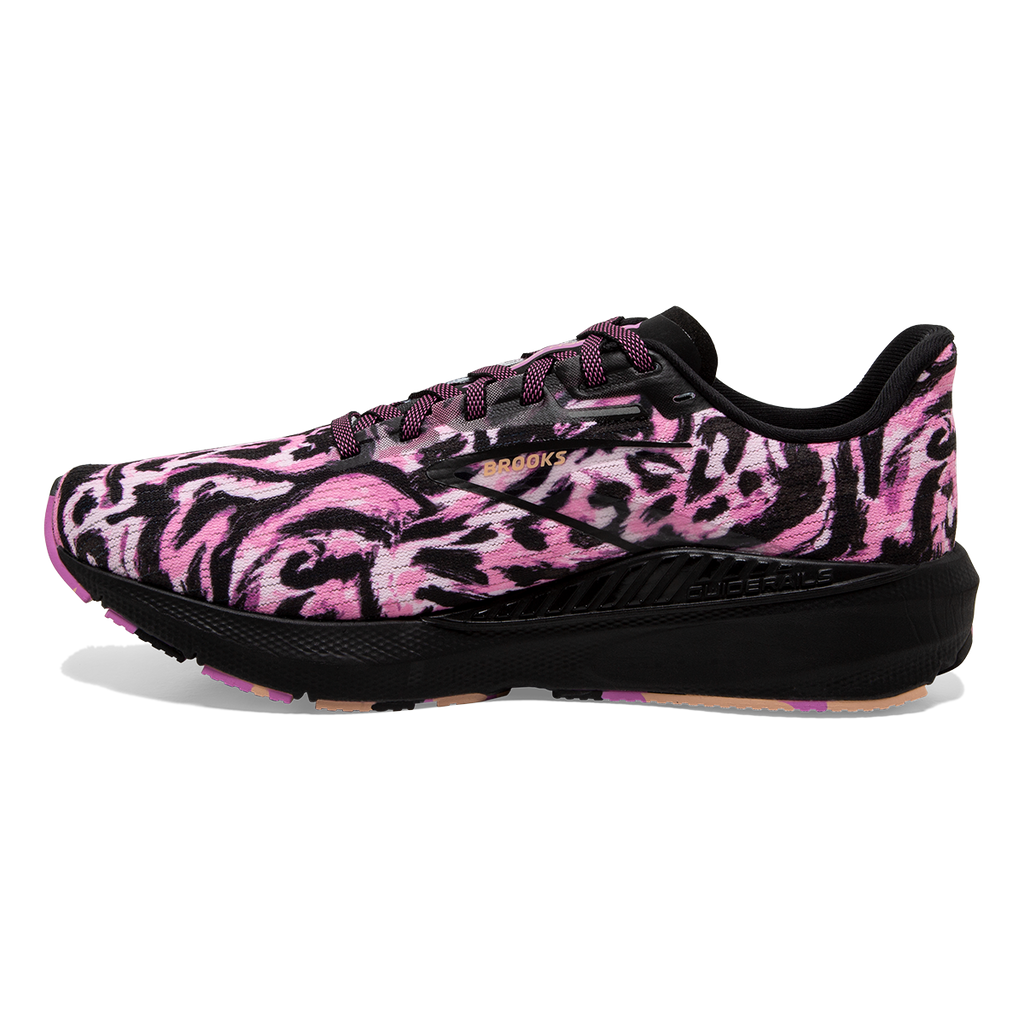 Brooks Launch GTS 10 Run Wild — Cotton Candy - Black - Festival — Size B — Width 6 — Side View