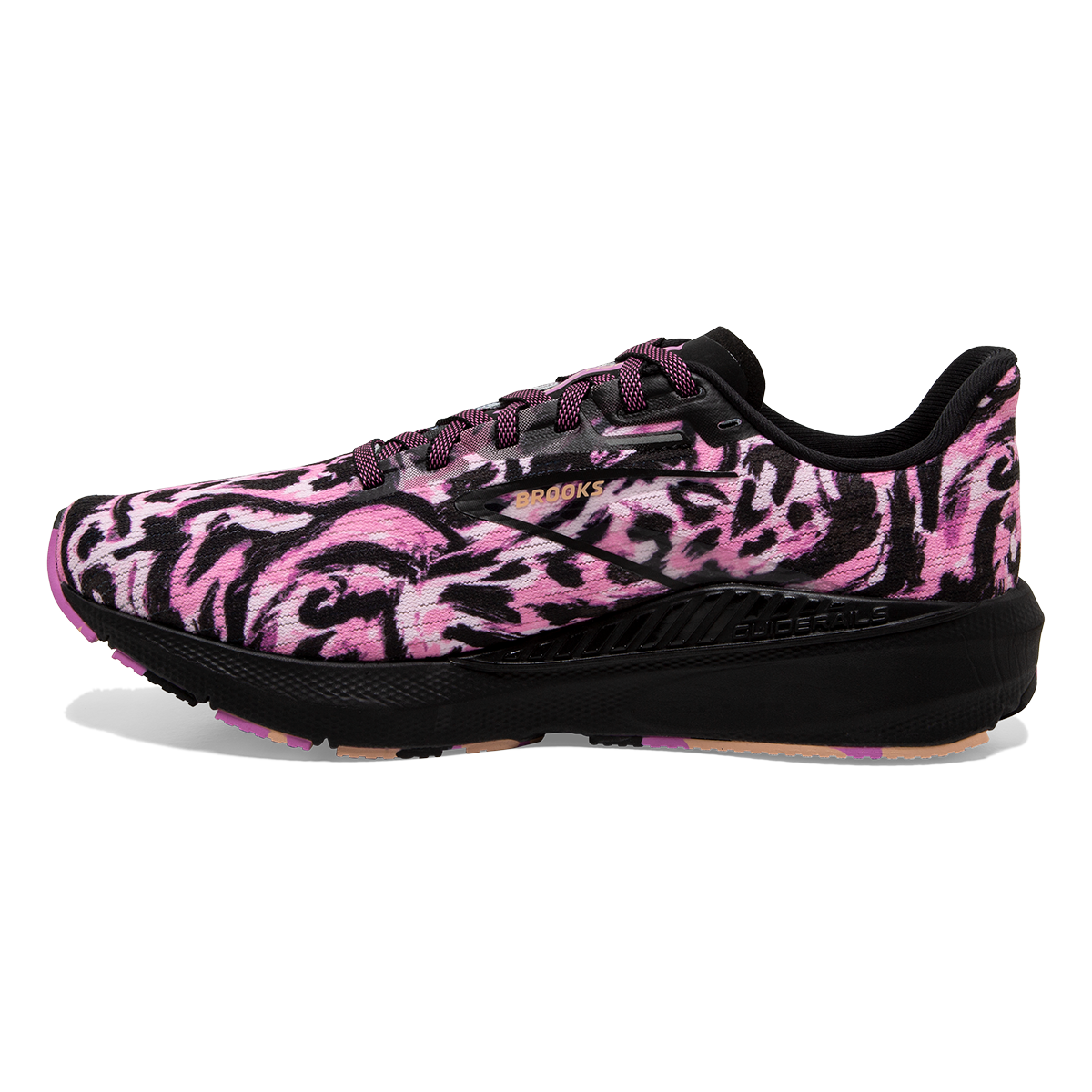 Brooks Launch GTS 10 Run Wild — Cotton Candy - Black - Festival — Size B — Width 6 — Side View