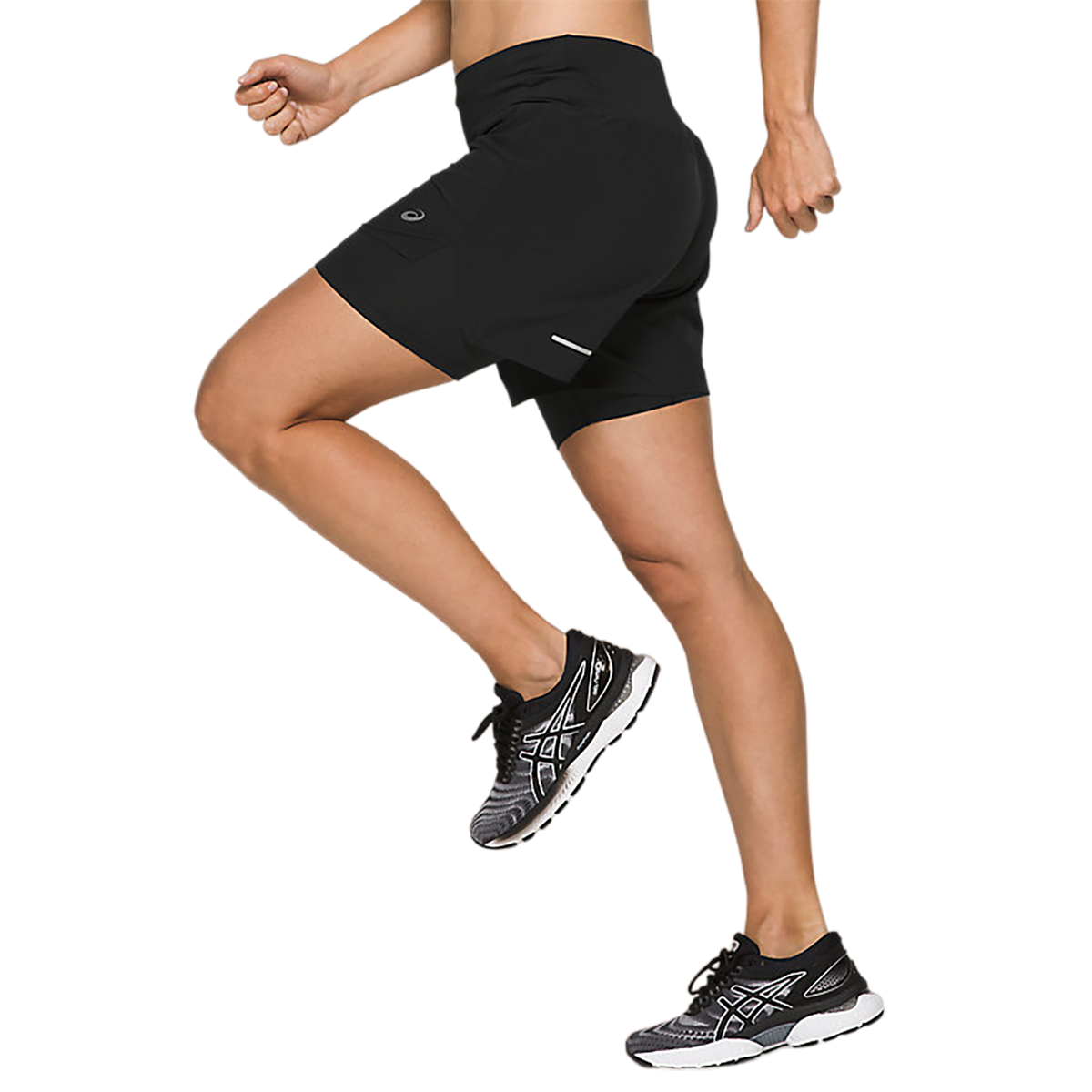 Asics Road 2-in-1 5.5" Short — Performance Black — Size Small — Side View