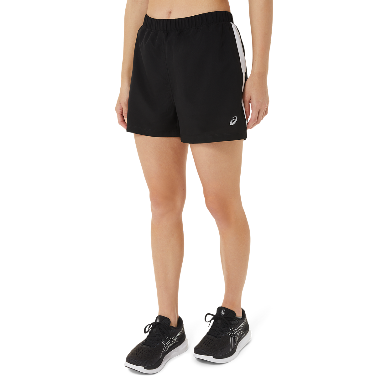 Asics Ready-Set 3" Short — Performance Black - Clear Blue — Size Medium — Front View