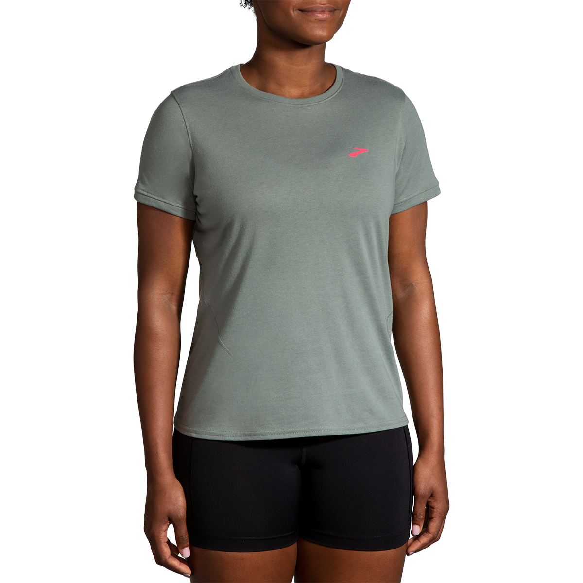 Brooks Distance 2.0 Shortsleeve — Quartz - Gradient Stripe — Size Small — Top View