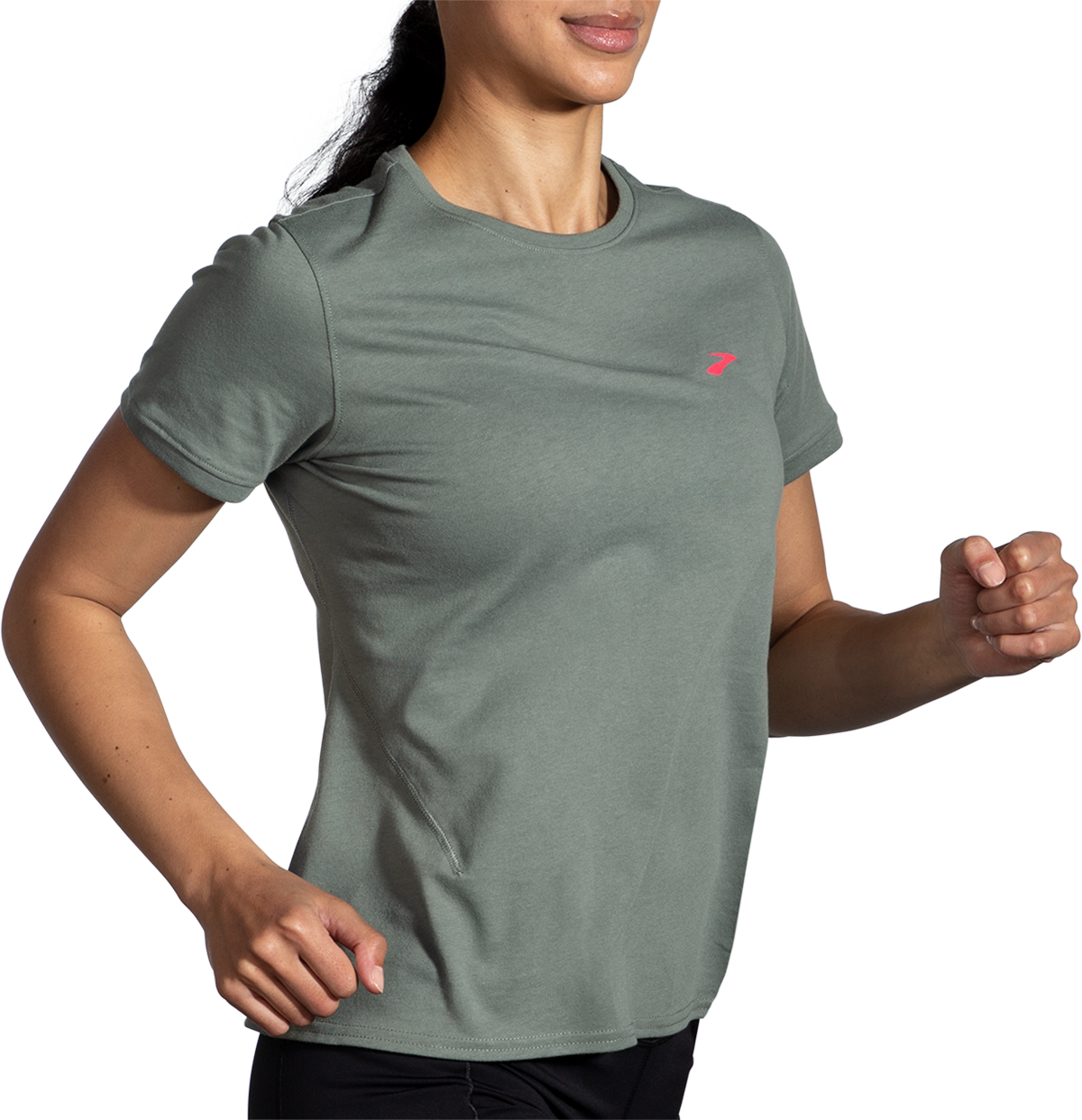 Brooks Distance 2.0 Shortsleeve — Quartz - Gradient Stripe — Size Small — Detail View