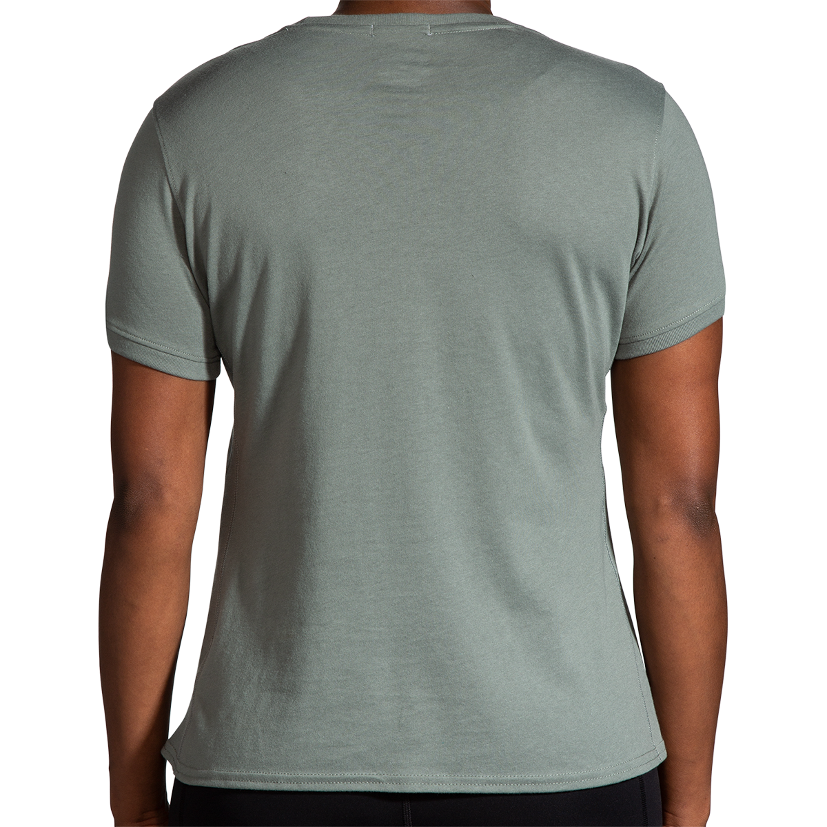 Brooks Distance 2.0 Shortsleeve — Quartz - Gradient Stripe — Size Small — Lifestyle View
