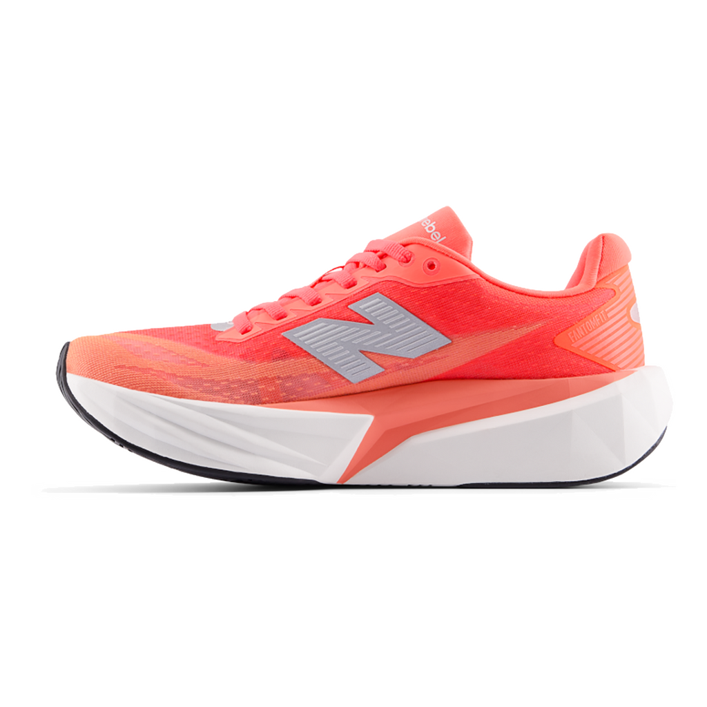 New Balance FuelCell Rebel v5 — Urgent Red — Size B — Width 6 — Side View