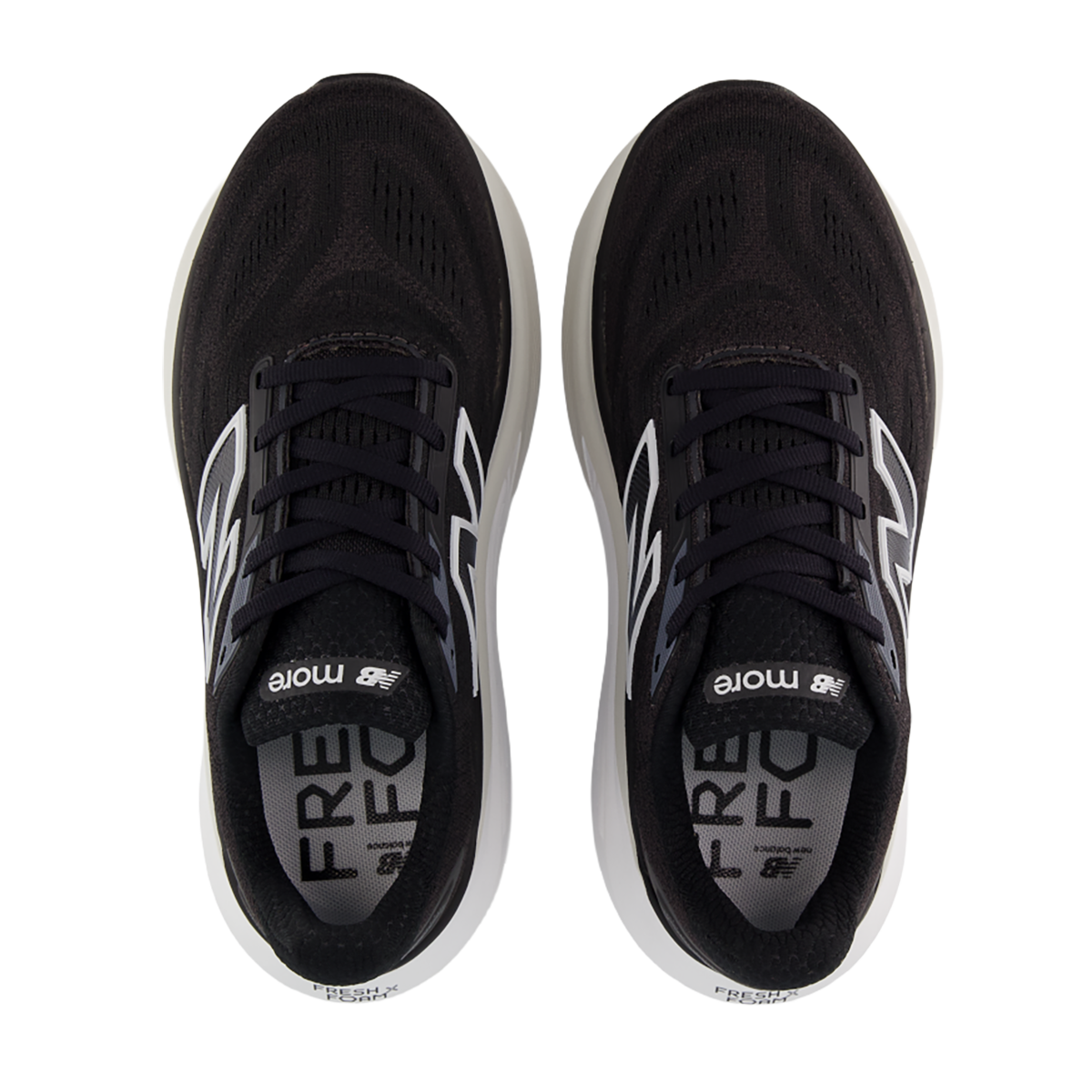New Balance Fresh Foam X More V6 — Black — Size B — Width 6 — Back View