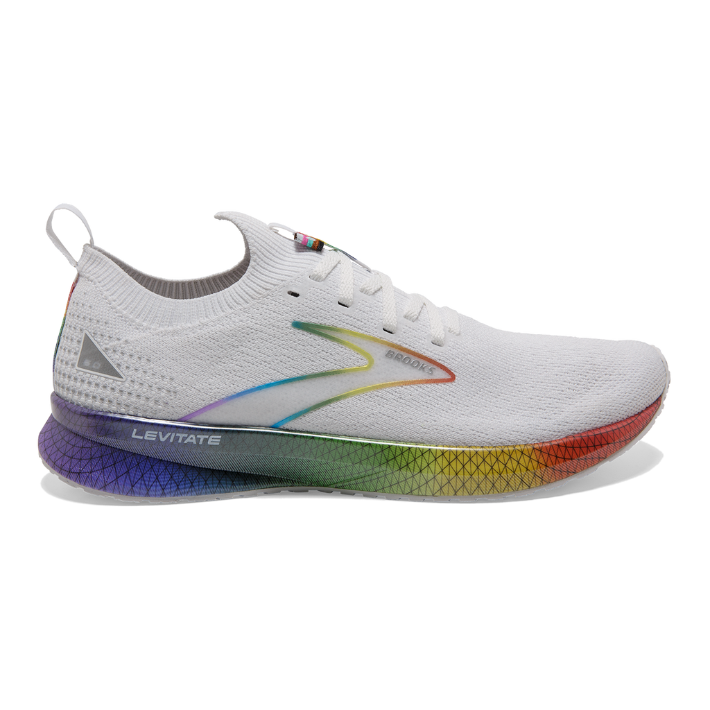 Brooks Levitate StealthFit 5 Love Moves — White - Oyster - Multi — Size B — Width 10.5 — Front View