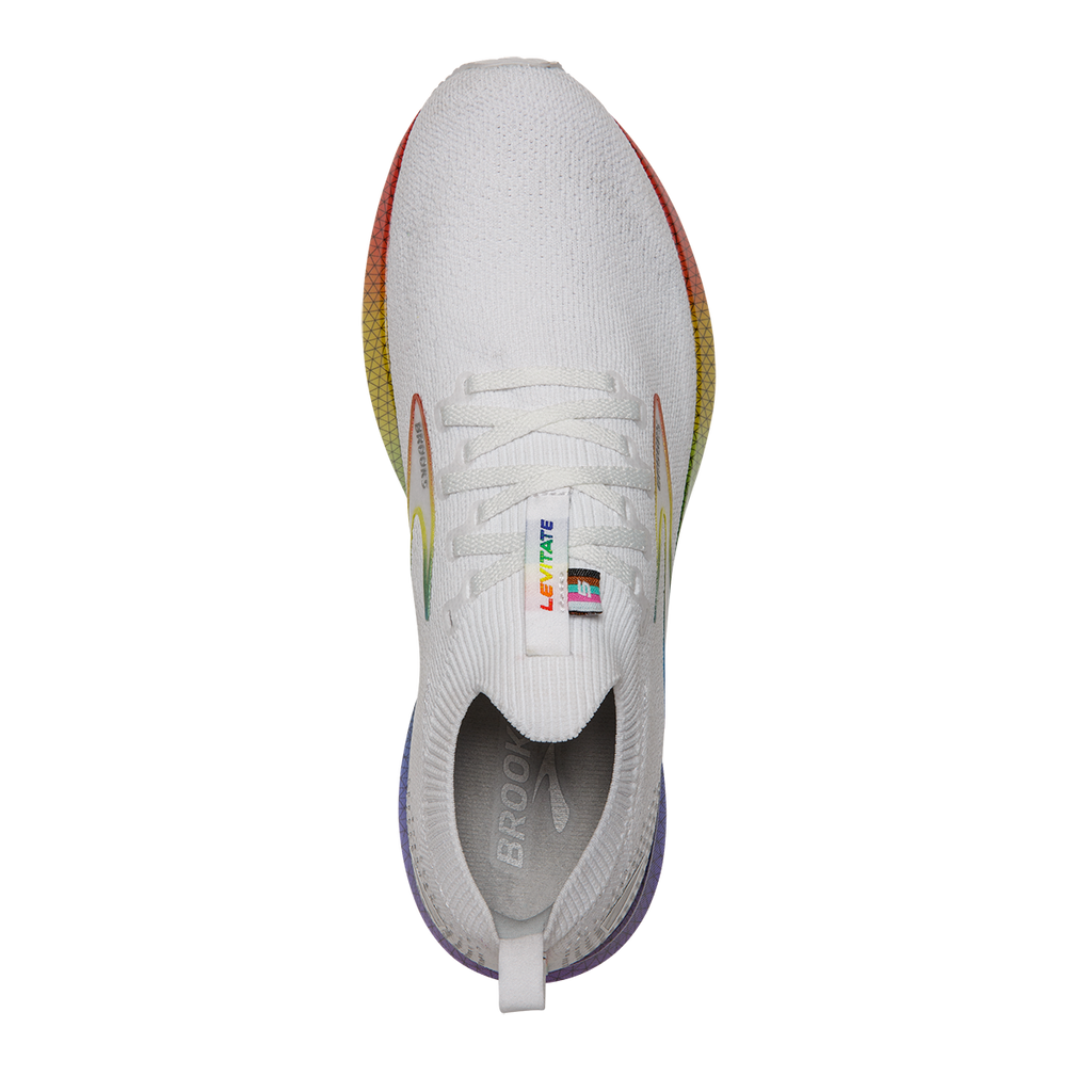 Brooks Levitate StealthFit 5 Love Moves — White - Oyster - Multi — Size B — Width 10.5 — Back View