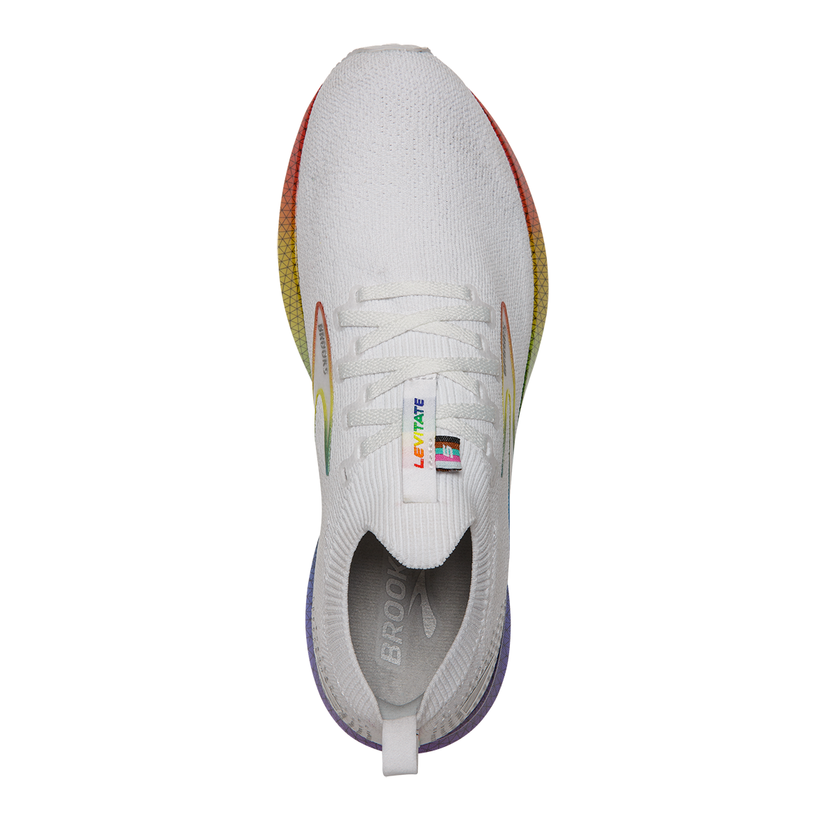 Brooks Levitate StealthFit 5 Love Moves — White - Oyster - Multi — Size B — Width 10.5 — Back View