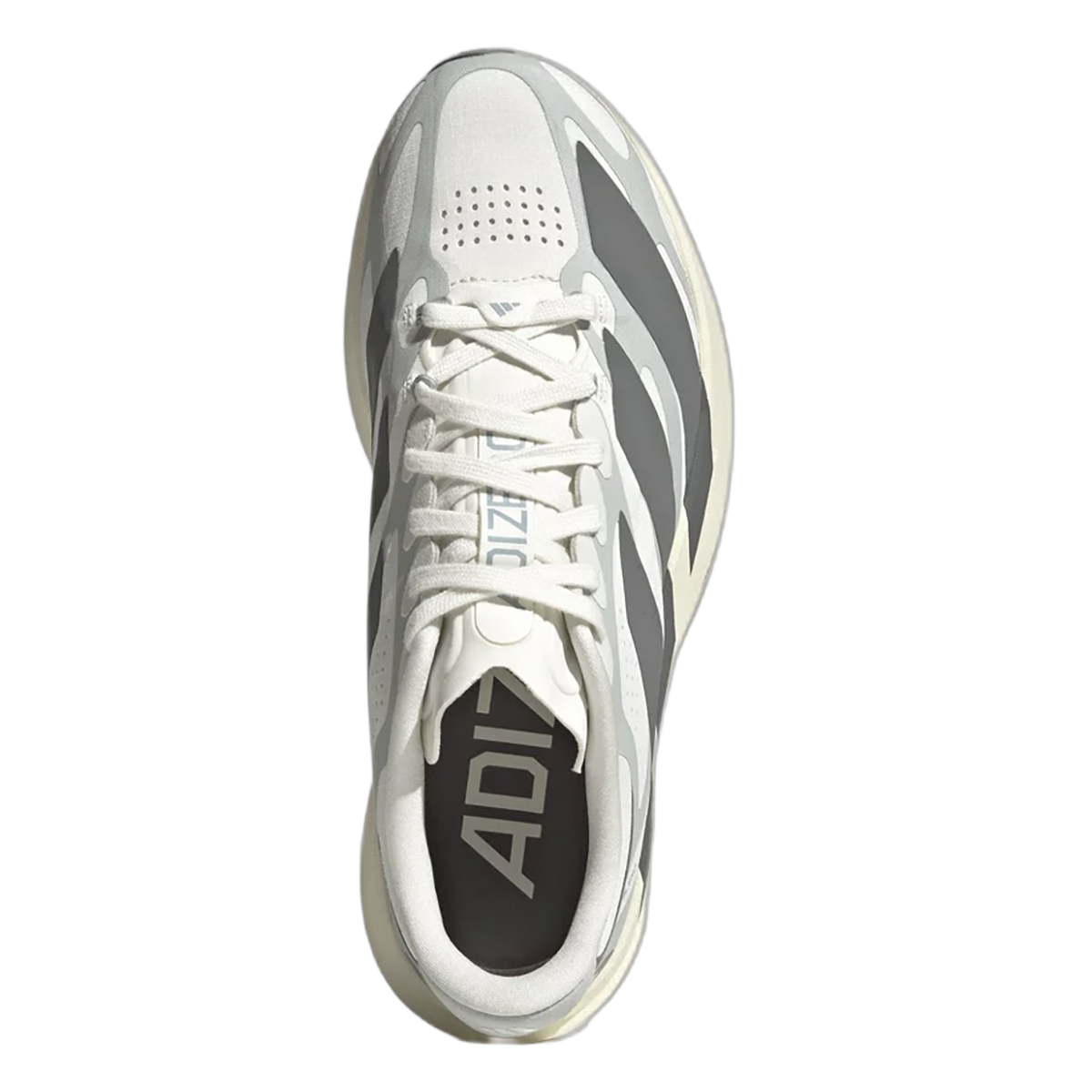 Adidas Adizero Evo SL EXO — Solar Turbo - Iron Met - Grey One — Size B — Width 7 — Back View