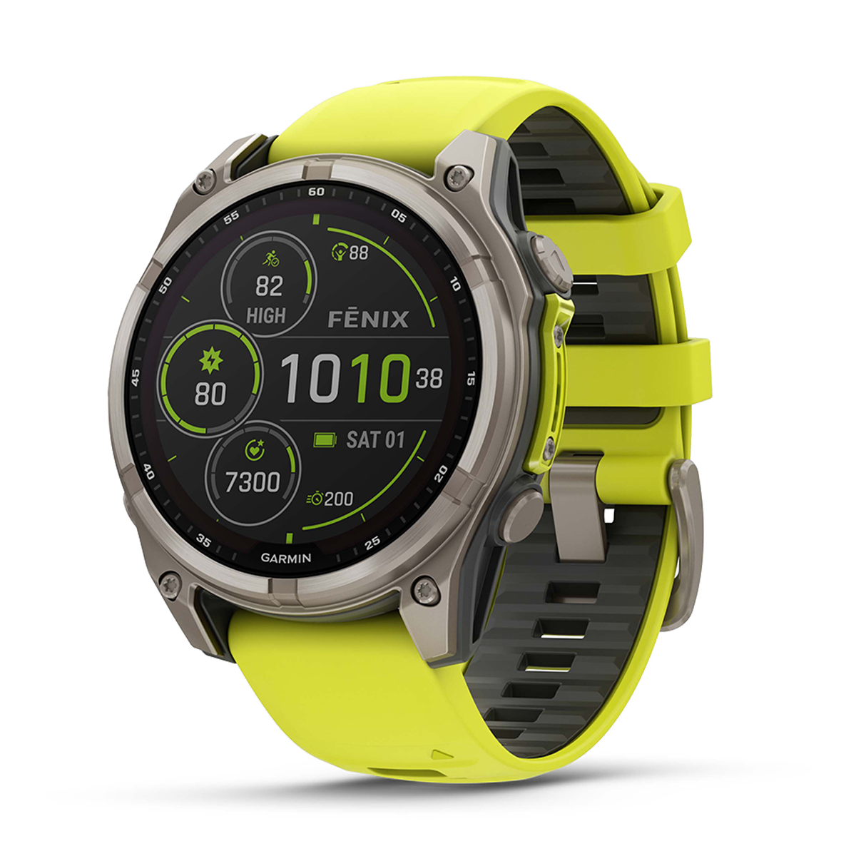 Garmin Fenix 8 Solar — Titanium Amp Yellow - Graphite — Size 51 mm — Alternate View 13