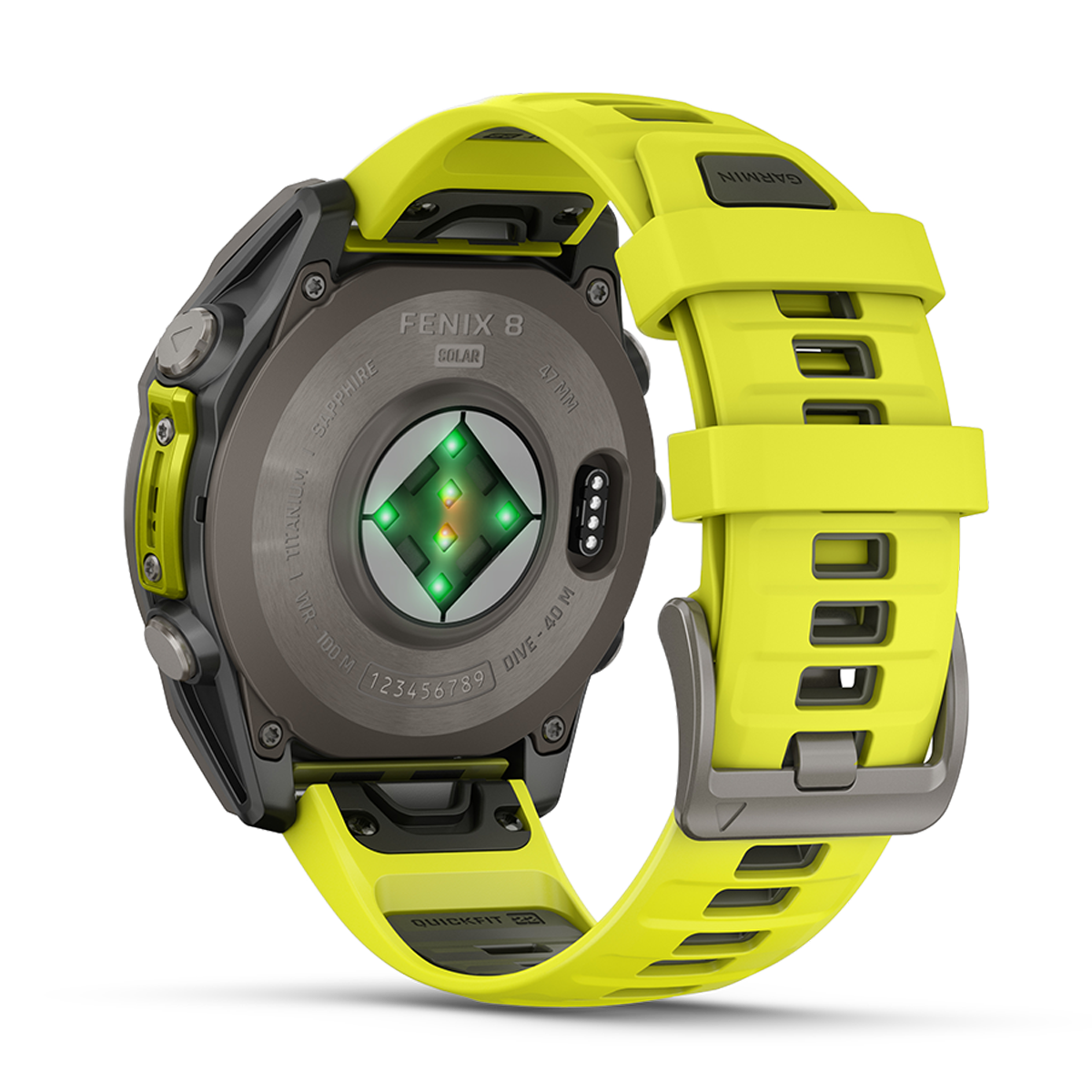 Garmin Fenix 8 Solar — Titanium Amp Yellow - Graphite — Size 51 mm — Alternate View 23