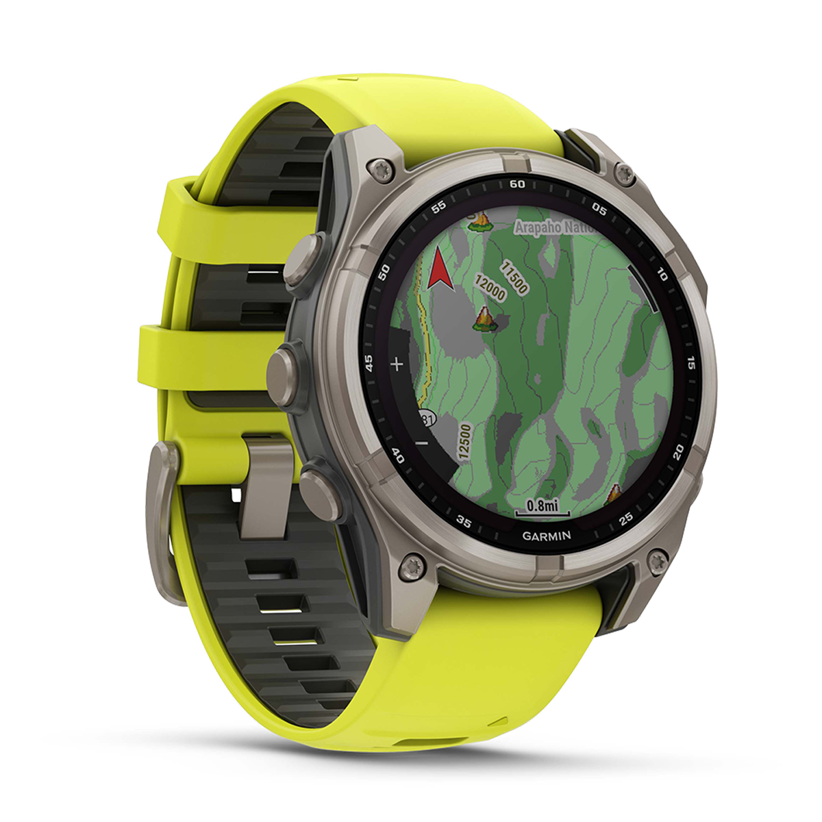 Garmin Fenix 8 Solar — Titanium Amp Yellow - Graphite — Size 51 mm — Alternate View 15