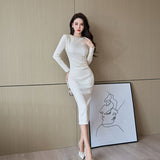 Fashion Cashmere Knitted Dress — Apricot — Size L — Detail View