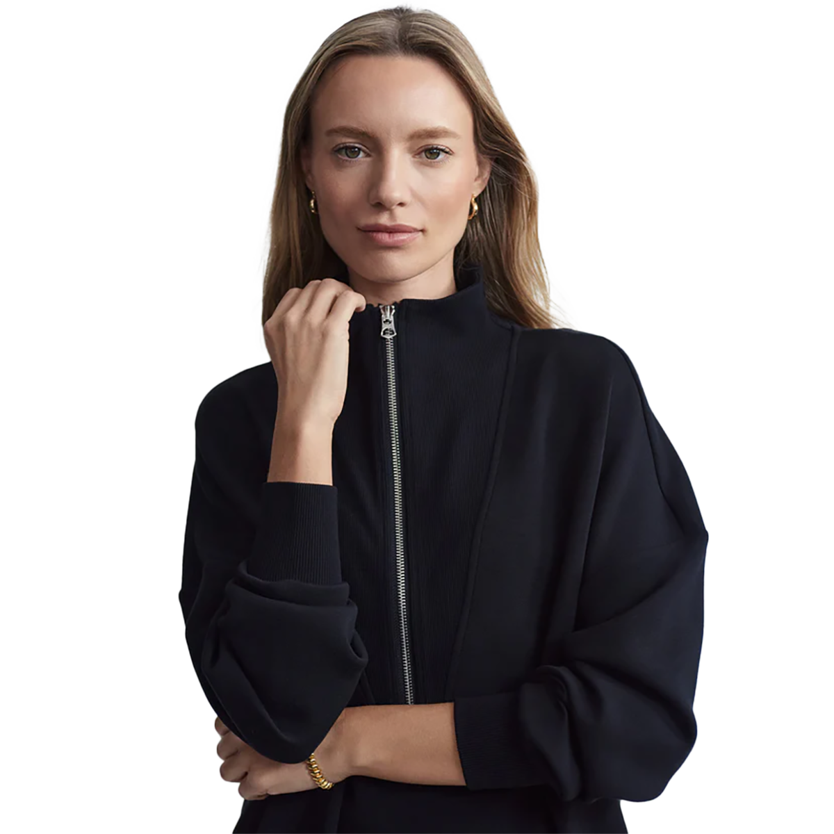Varley Masie Longline Sweat — Black — Size XSmall — Top View