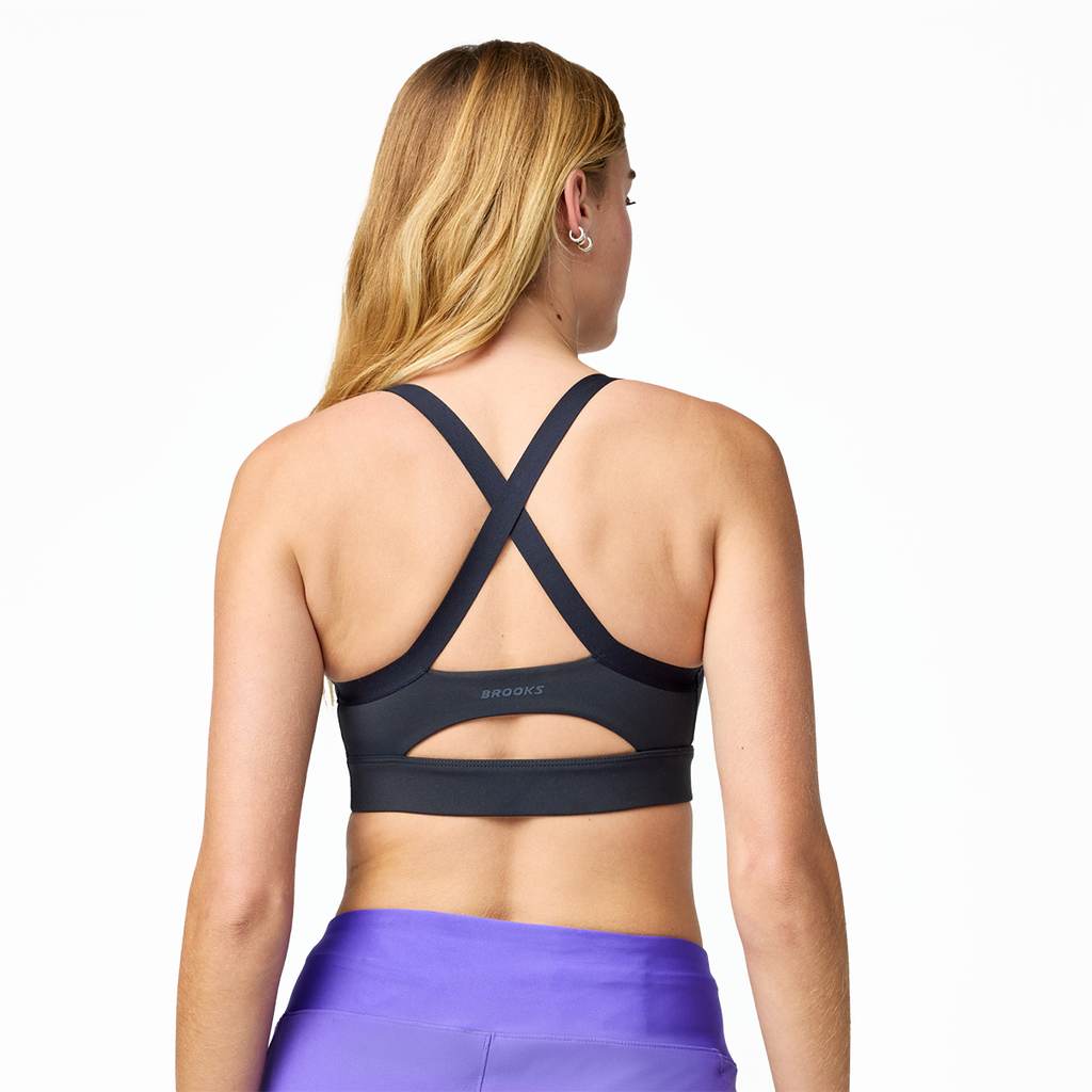 Brooks Luxe Strappy Bra — Black — Size XSmall — Top View