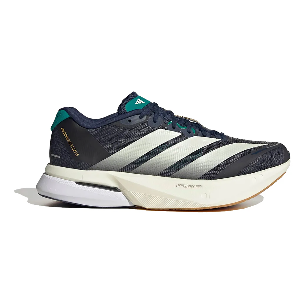 Adidas Adizero Boston 13 — Night Indigo - Wonder White - Equipment Green — Size D — Width 9 — Front View