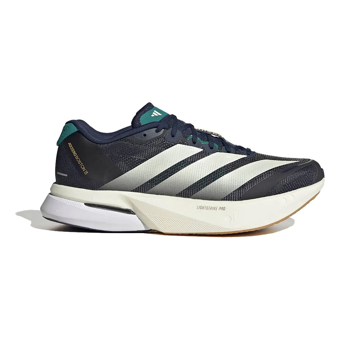 Adidas Adizero Boston 13 — Night Indigo - Wonder White - Equipment Green — Size D — Width 9 — Front View