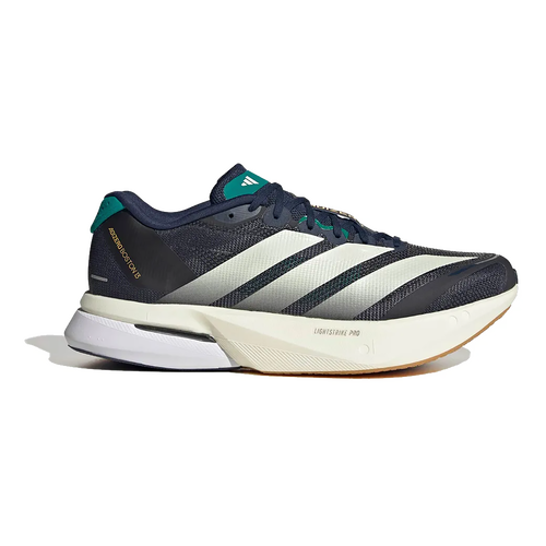 Adidas Adizero Boston 13 — Night Indigo - Wonder White - Equipment Green — Size D — Width 9 — Front View