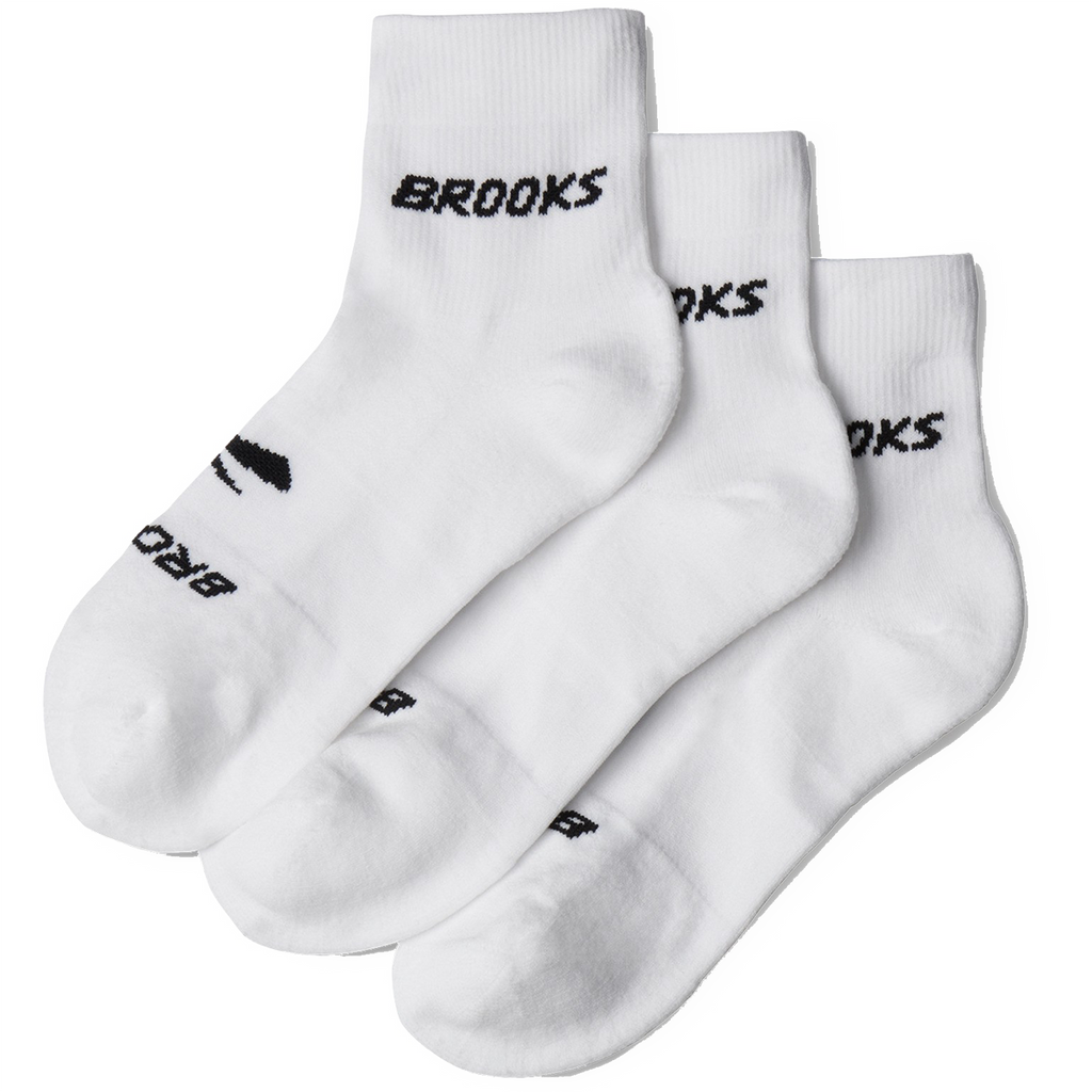 Brooks Run-In Quarter 3-Pack — White - Brooks — Size Small — Front View