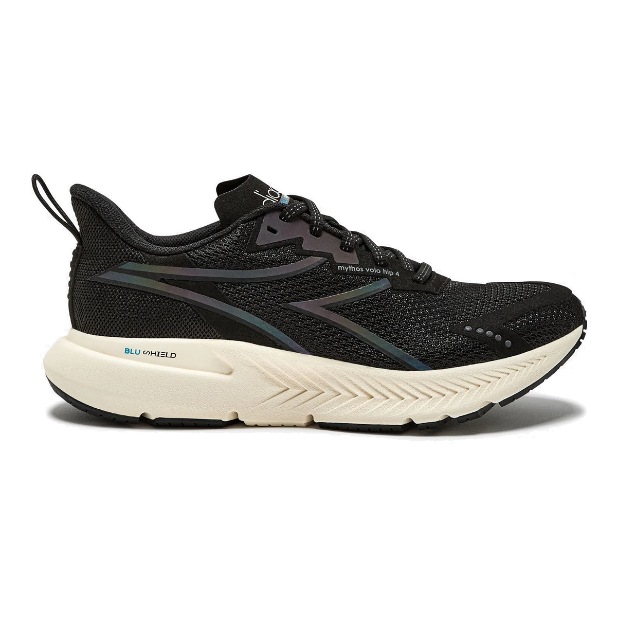 Diadora Mythos Blushield Volo 4 HIP — Black - White — Size B — Width 10 — Top View