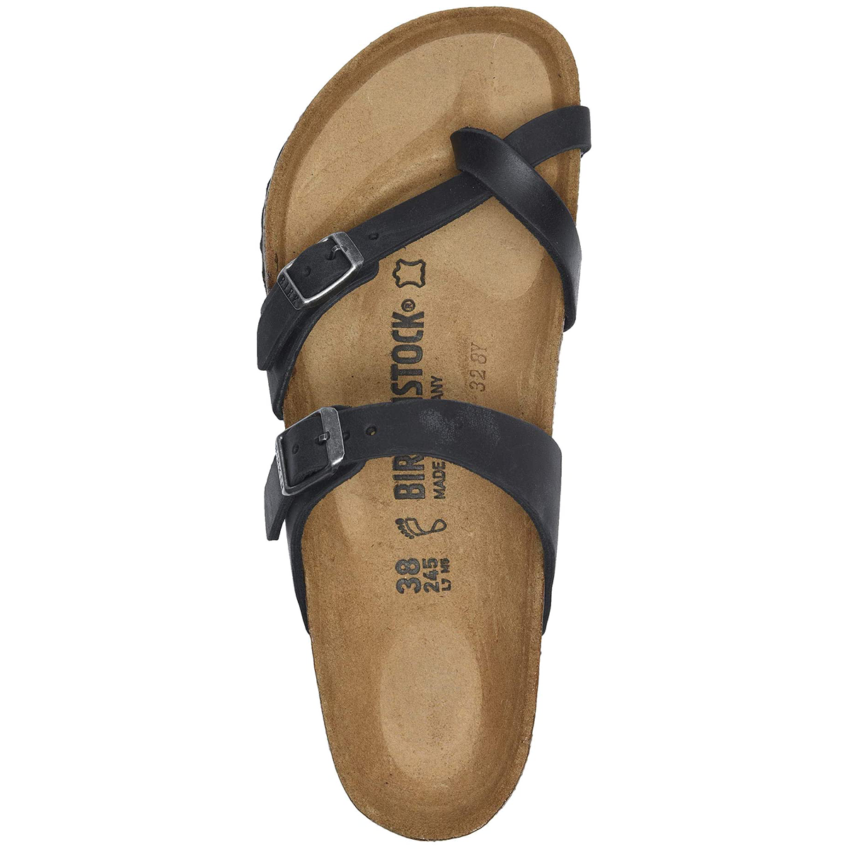 Birkenstock Mayari Oiled Leather — Black — Size B — Width 40 — Back View