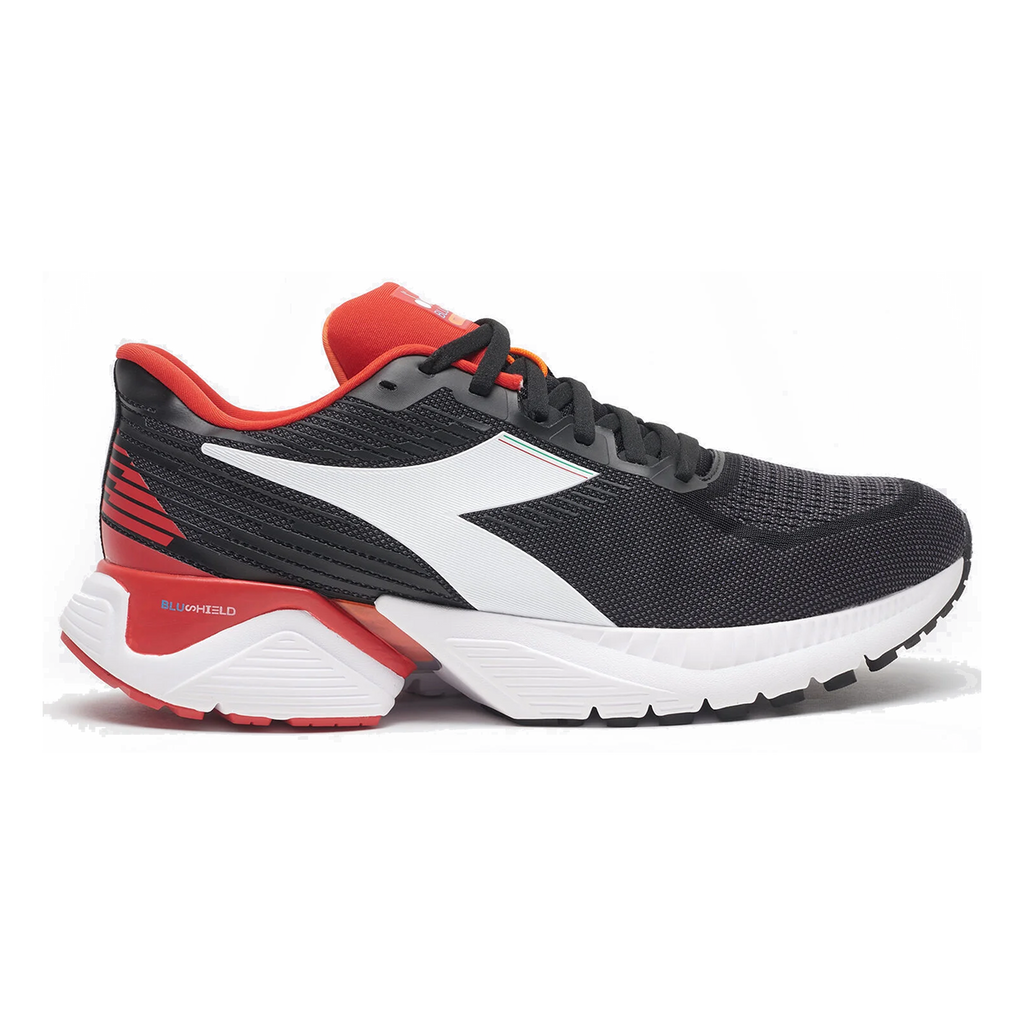 Diadora Mythos Blushield Vigore — White - Black Iris - Neon Mint — Size D — Width 10 — Top View