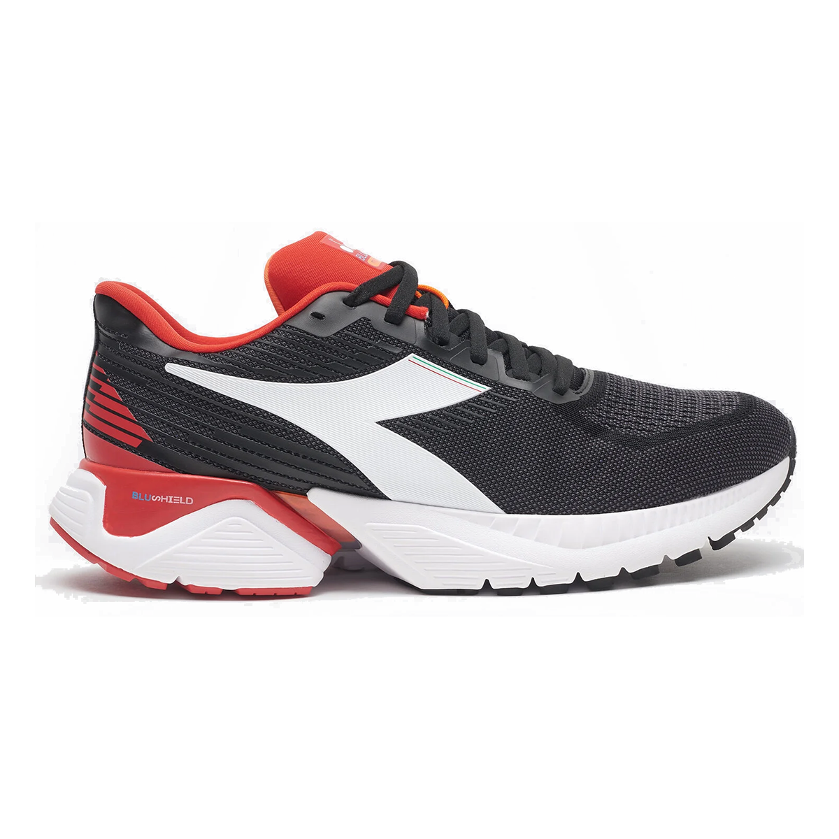 Diadora Mythos Blushield Vigore — White - Black Iris - Neon Mint — Size D — Width 10 — Top View