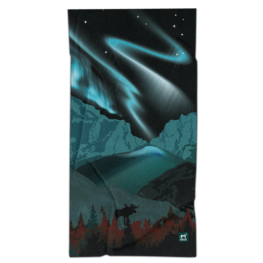 Sprints Towel — Boris's Aurora Light Show — Size One Size — Front View