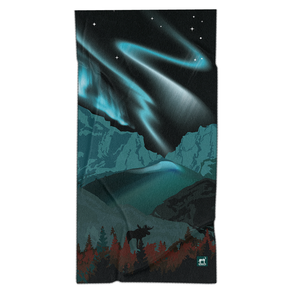 Sprints Towel — Boris's Aurora Light Show — Size One Size — Front View
