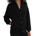 Varley Celeste Button Through Sweat — Black — Size XSmall — Front View