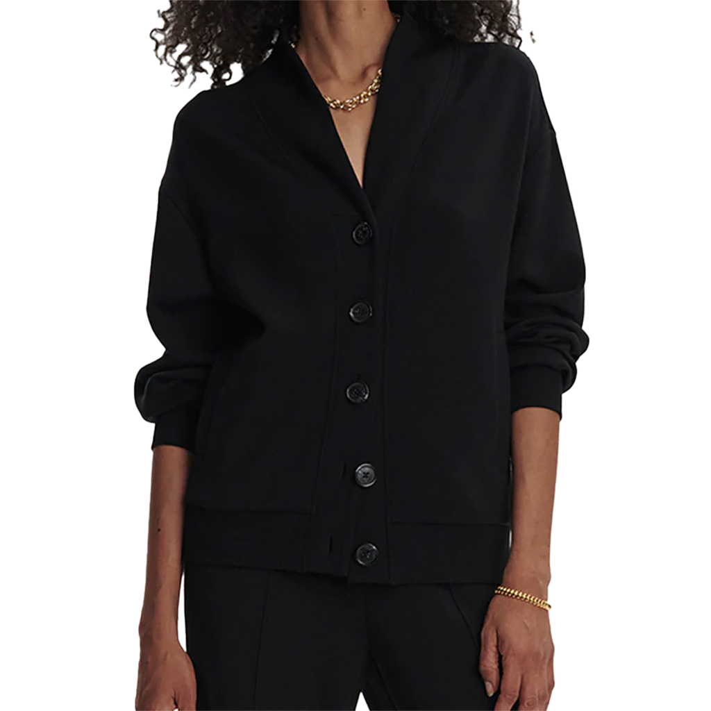 Varley Celeste Button Through Sweat — Black — Size XSmall — Side View