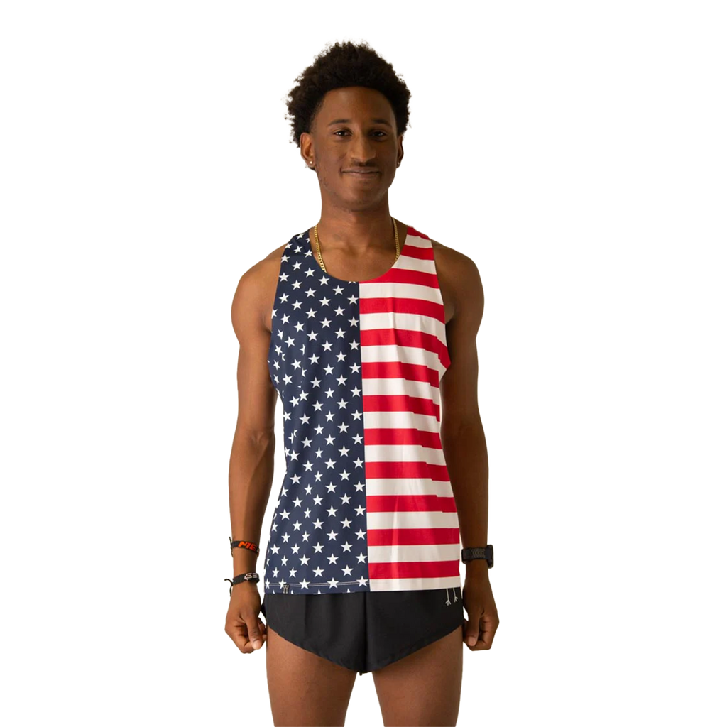 ChicknLegs Preformance Singlet — USA Flag — Size XSmall — Front View