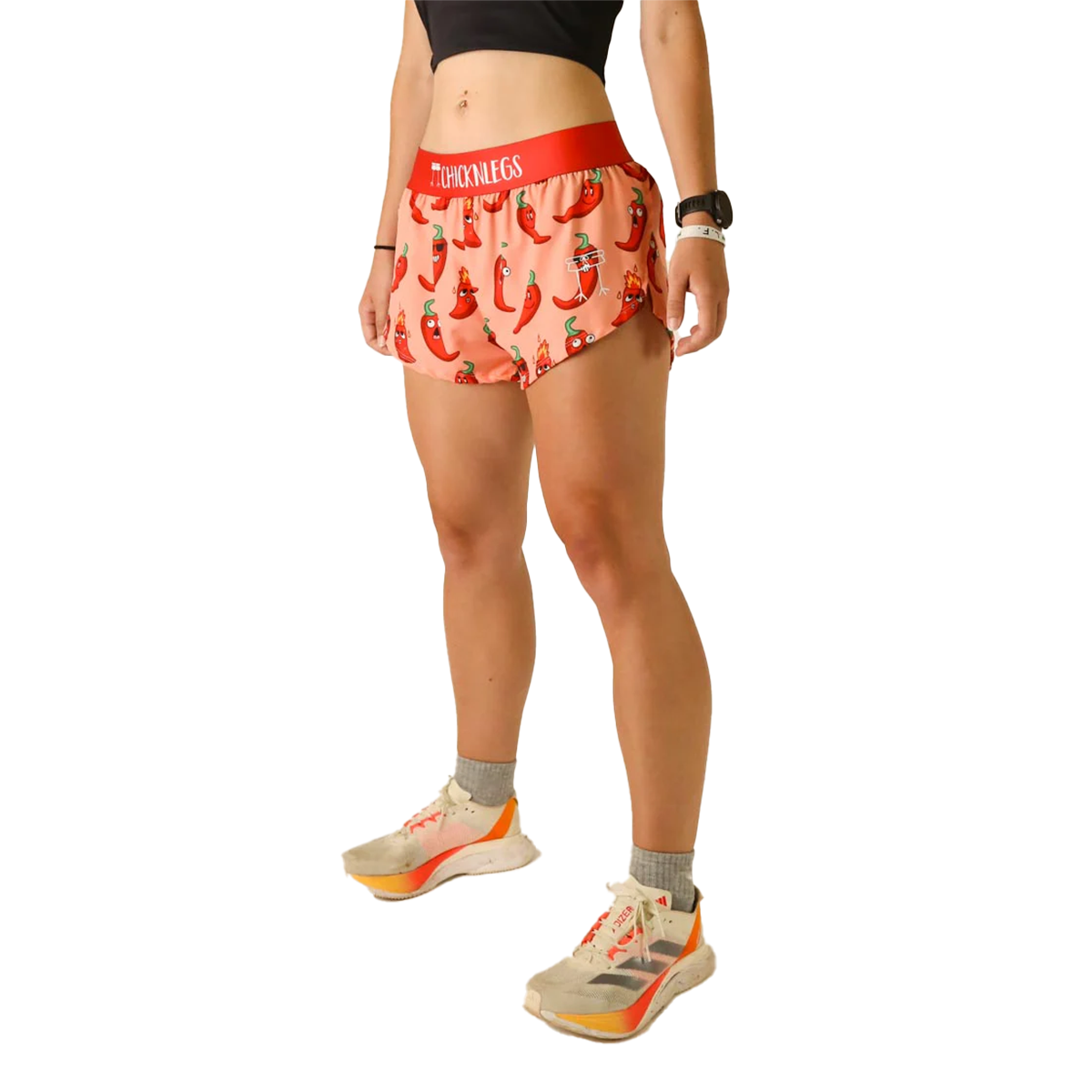 ChicknLegs 1.5" Split Short — Chili Peppers — Size Large — Side View