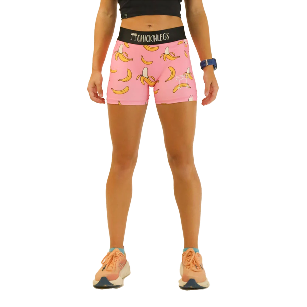 ChicknLegs 3" Compression Shorts Pink Bananas — Pink Bananas — Size XSmall — Front View