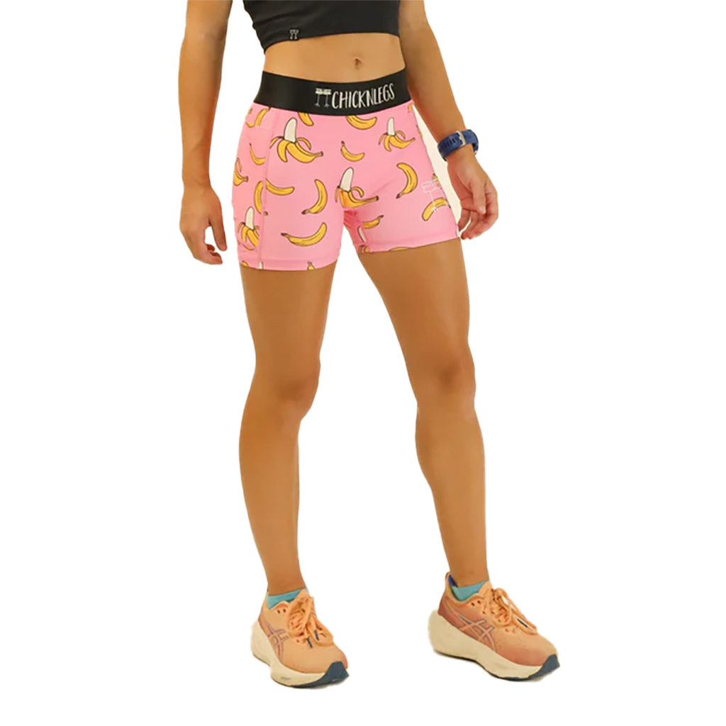 ChicknLegs 3" Compression Shorts Pink Bananas — Pink Bananas — Size XSmall — Side View