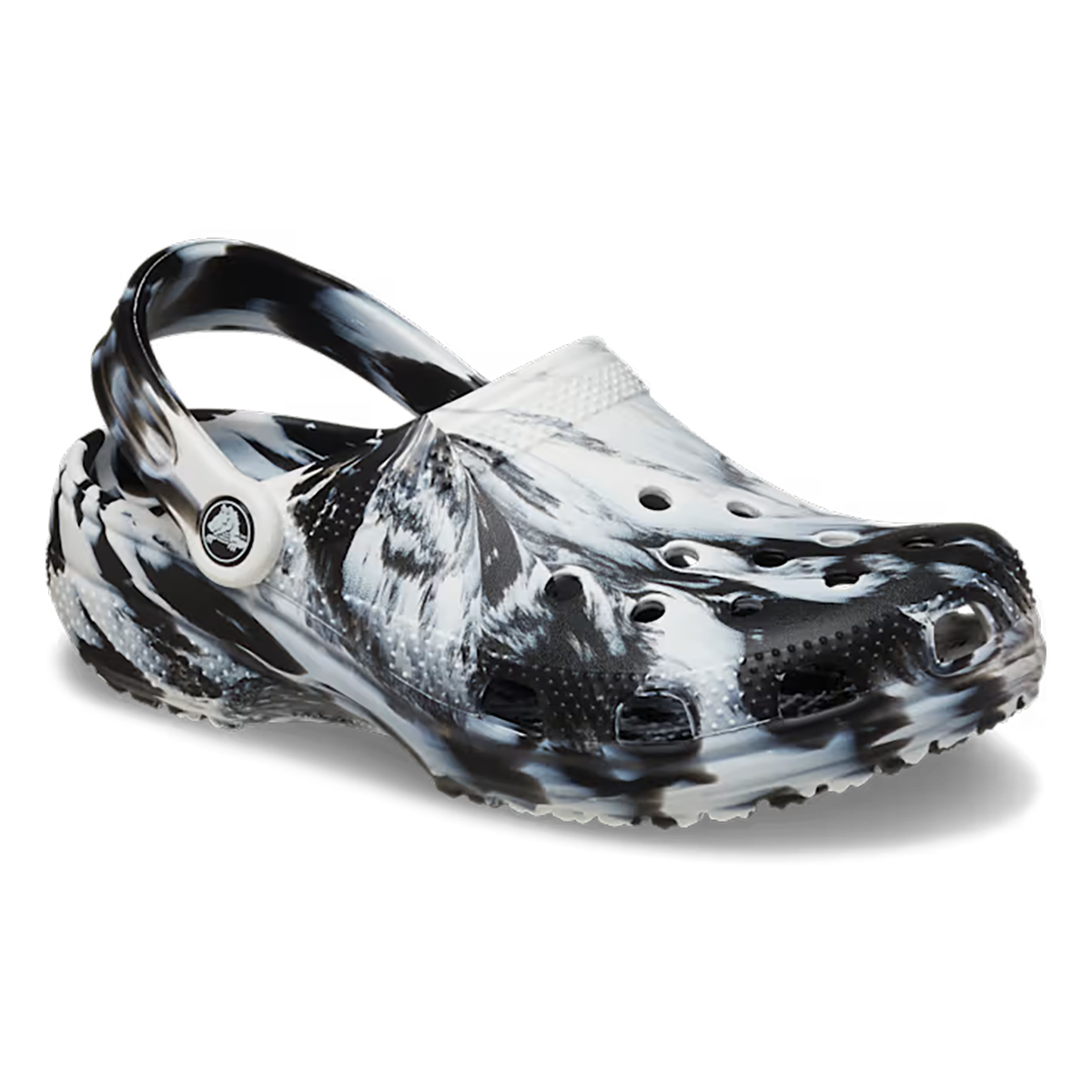 Crocs Classic Marbled Clog — White - Black — Size D — Width 10 M / 12 W — Side View