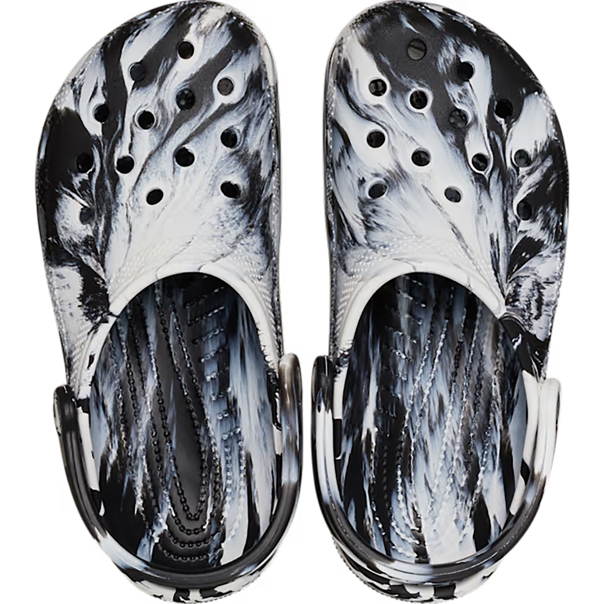 Crocs Classic Marbled Clog — White - Black — Size D — Width 10 M / 12 W — Top View